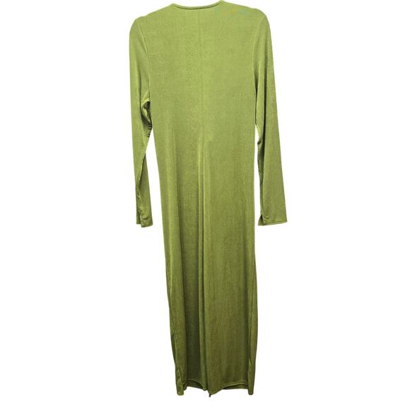 Dee Elly Maxi Dress Womens Size XL Green Slinky Knit Stretchy Long Sleeve Fairy - Picture 3 of 6